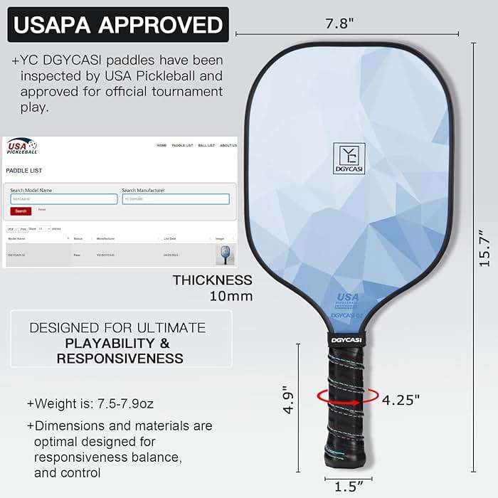 YC DGYCASI Pickleball Paddles Set of 2, 2026 USAPA Approved Pickleball Set, Fiberglass Lightweight Pickle Ball Rackets 2 Pack, 2 Outdoor Pickleball, 2 Indoor Pickleball Balls, 1 Pickleball Bag - Image 2