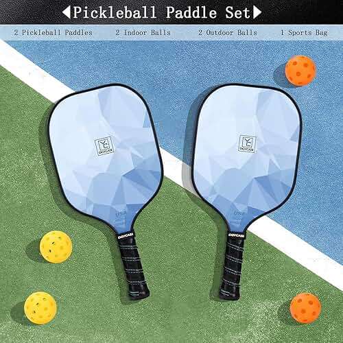 YC DGYCASI Pickleball Paddles Set of 2, 2026 USAPA Approved Pickleball Set, Fiberglass Lightweight Pickle Ball Rackets 2 Pack, 2 Outdoor Pickleball, 2 Indoor Pickleball Balls, 1 Pickleball Bag - Image 5