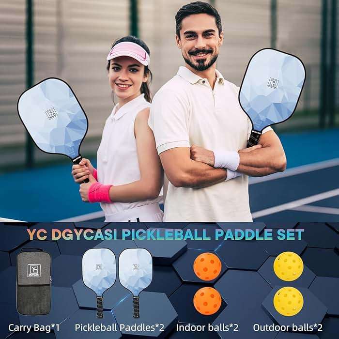 YC DGYCASI Pickleball Paddles Set of 2, 2026 USAPA Approved Pickleball Set, Fiberglass Lightweight Pickle Ball Rackets 2 Pack, 2 Outdoor Pickleball, 2 Indoor Pickleball Balls, 1 Pickleball Bag - Image 6