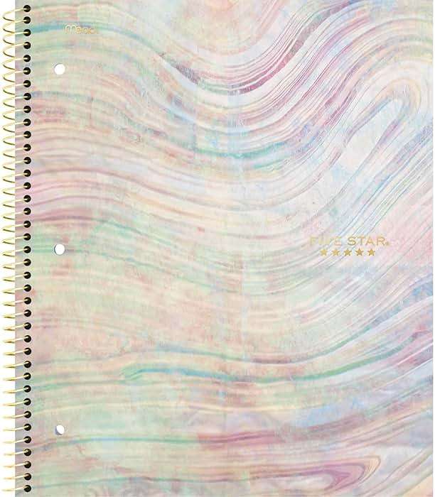 Five Star Spiral Notebooks, 1 Subject, College Ruled, 11" x 8-1/2", Cute Designs Bright Colors, 3 Pack, Design May Vary. - Image 1