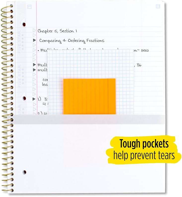 Five Star Spiral Notebooks, 1 Subject, College Ruled, 11" x 8-1/2", Cute Designs Bright Colors, 3 Pack, Design May Vary. - Image 6