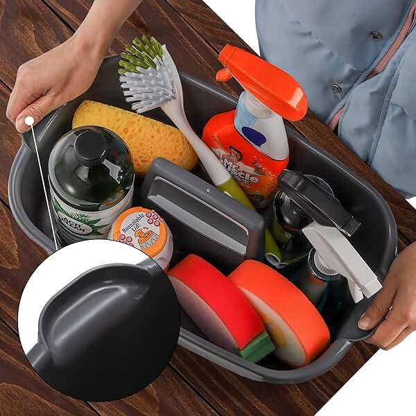 TOPZEA 2 Pack Cleaning Supplies Caddy, Large Plastic Cleaning Supply Organizer Bin with Handle, Cleaning Bucket Housekeeping Shower Tote Caddy Under Sink Tool Storage Basket for Dorm, Garden, Bathroom - Image 2