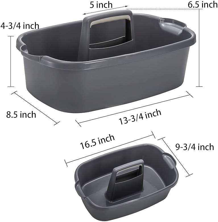 TOPZEA 2 Pack Cleaning Supplies Caddy, Large Plastic Cleaning Supply Organizer Bin with Handle, Cleaning Bucket Housekeeping Shower Tote Caddy Under Sink Tool Storage Basket for Dorm, Garden, Bathroom - Image 3