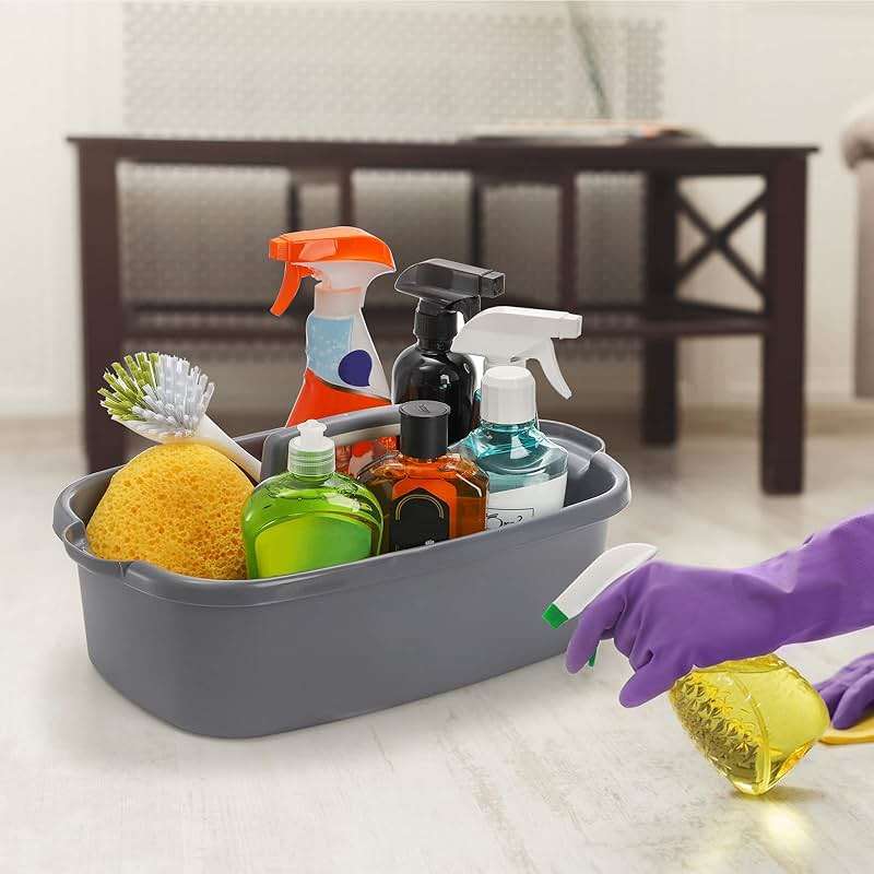 TOPZEA 2 Pack Cleaning Supplies Caddy, Large Plastic Cleaning Supply Organizer Bin with Handle, Cleaning Bucket Housekeeping Shower Tote Caddy Under Sink Tool Storage Basket for Dorm, Garden, Bathroom - Image 7