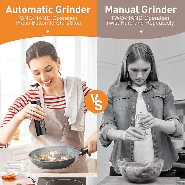 Electric Salt and Pepper Grinder Set, Rechargeable Automatic Salt and Pepper Shakers, Adjustable Coarseness Pepper Grinder with Led, Kitchen Appliances Gifts for Mom(Blackwhite) - Image 4