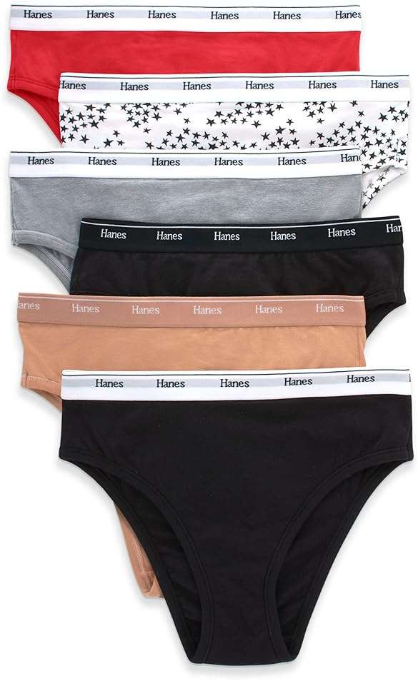 Hanes Women's Originals Hi-leg Panties, Breathable Stretch Cotton Underwear, Assorted, 6-pack - Image 1