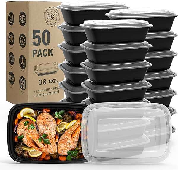 WGCC Meal Prep Containers, 50Pack [38OZ] Food Storage Containers With Lids, Reusable Food Prep Containers, To Go Containers With Lids, BPA-free, Stackable, Microwave/Dishwasher/Freezer Safe - Image 1