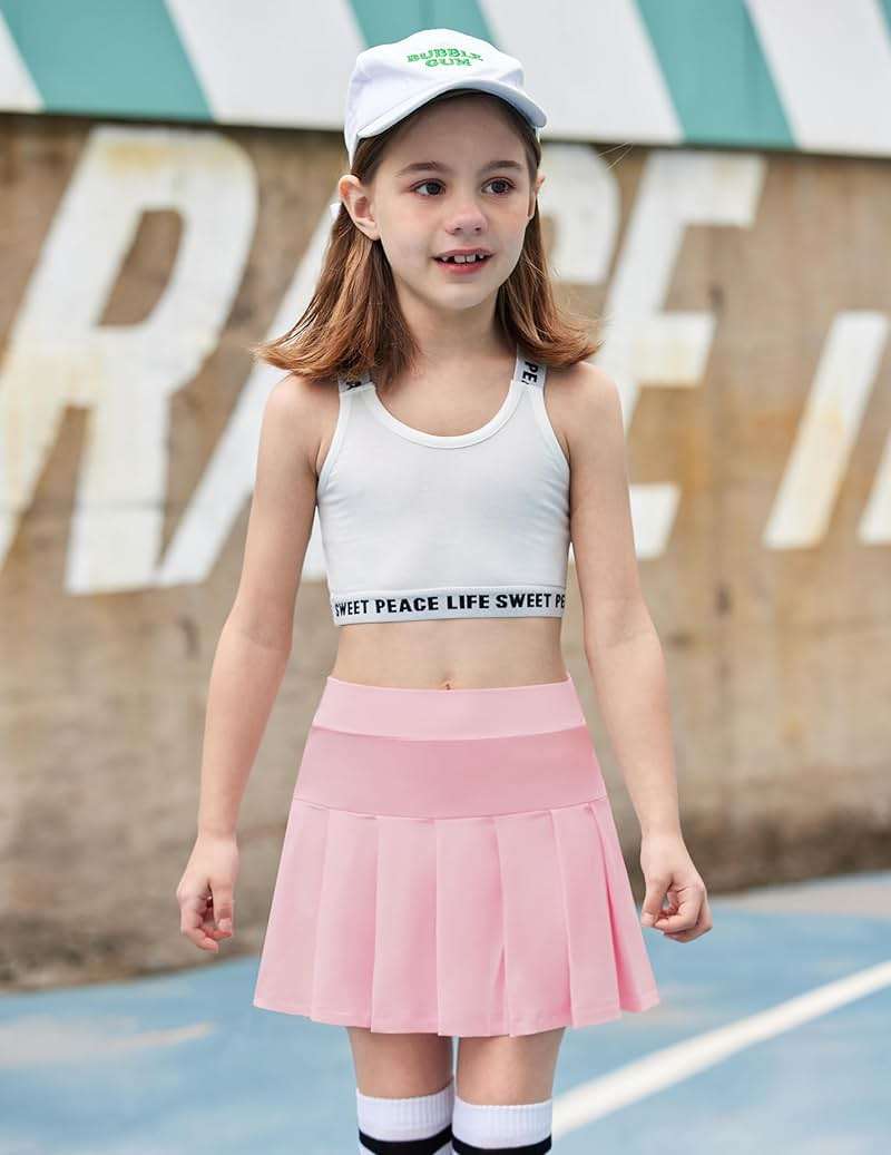 Arshiner Girl's Tennis Skirts with Shorts Athletic Pleated Skirt Workout Performance Skorts with Pockets for Kids 4-13Y - Image 2
