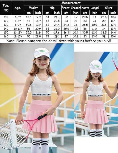 Arshiner Girl's Tennis Skirts with Shorts Athletic Pleated Skirt Workout Performance Skorts with Pockets for Kids 4-13Y - Image 6