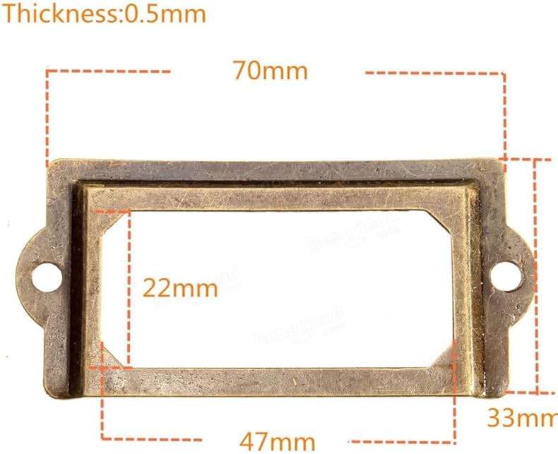 12Pcs Antique Brass Metal Label Pull Frame Handle File Name Card Holder for Furniture Cabinet Drawer Case - Image 3