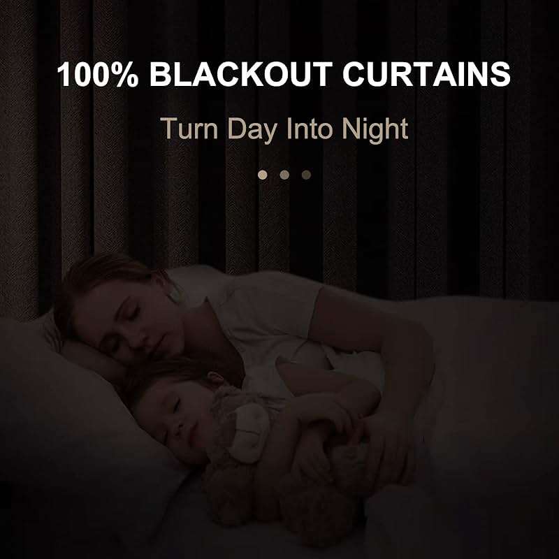 100% Blackout Shield Linen Blackout Curtains for Bedroom 108 Inches Long, Back Tab/Rod Pocket Living Room Drapes, Thermal Insulated Blackout Curtains 2 Panels Set, 50" W x 108" L,Cream - Image 2