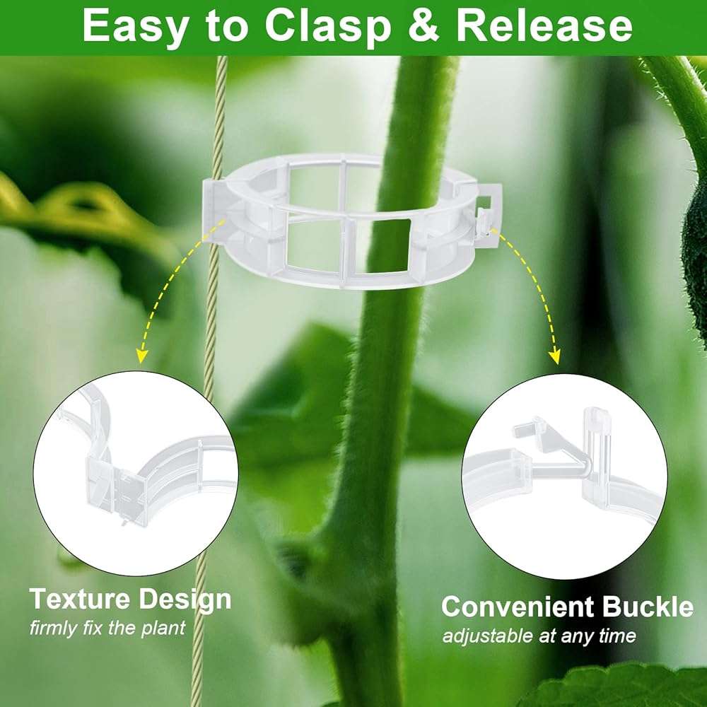 250 Pcs Tomato Clips and Hooks, Plant Support Clips for Tomatoes Cucumber Grape Melon, Makes Plants Grow Upright or Prevent Falling Off, Makes Plants Healthier, J Tomato Hooks Trellis Vine Cages Clip - Image 6