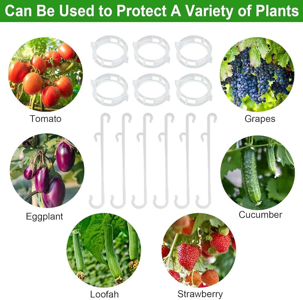 250 Pcs Tomato Clips and Hooks, Plant Support Clips for Tomatoes Cucumber Grape Melon, Makes Plants Grow Upright or Prevent Falling Off, Makes Plants Healthier, J Tomato Hooks Trellis Vine Cages Clip - Image 7