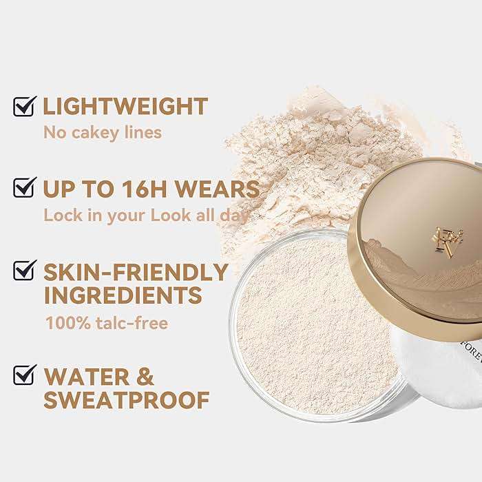 FV Translucent Powder Setting Powder, Lightweight & Oil-control, Long Lasting, Matte Finish, Talc-free Baking Powder Makeup, For Fair to Medium Skin Tones, 01 Translucent-Ivory - Image 6