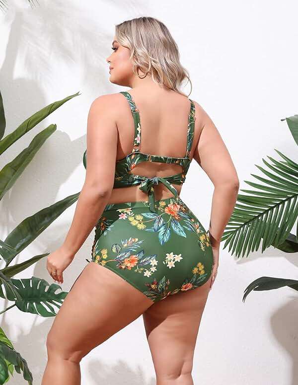 Hanna Nikole Women Plus Size Two Piece Swimsuit Sets Twist Front Bikini Bathing Suit with Drawstring Ruched Bottom - Image 2