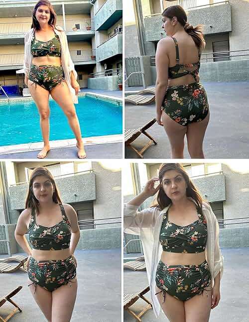 Hanna Nikole Women Plus Size Two Piece Swimsuit Sets Twist Front Bikini Bathing Suit with Drawstring Ruched Bottom - Image 5