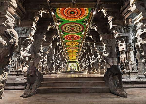 BELECO 7x5ft Fabric Indian Hindu Temple Backdrop Religious Hall of Thousands of Columns Ancient Temple Basrelief Statues India Background Kids Adults Portrait Shoot Photo Studio Props Wallpaper - Image 1