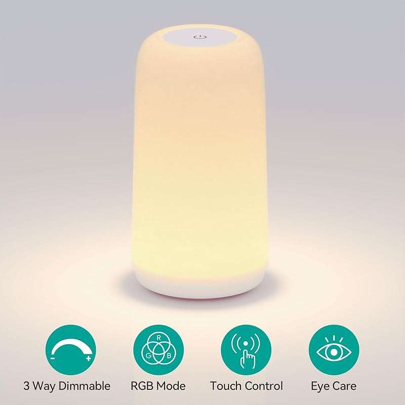 Touch Bedside Table LED Lamp, [Sleek Design & RGB Mode] Multi-Color Dimmable with Warm White Lights, Birthday Gifts for Women Mom, Smart Nightstand Small Lamp for Bedroom Living Room Home Decor - Image 2
