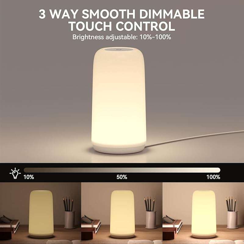 Touch Bedside Table LED Lamp, [Sleek Design & RGB Mode] Multi-Color Dimmable with Warm White Lights, Birthday Gifts for Women Mom, Smart Nightstand Small Lamp for Bedroom Living Room Home Decor - Image 4