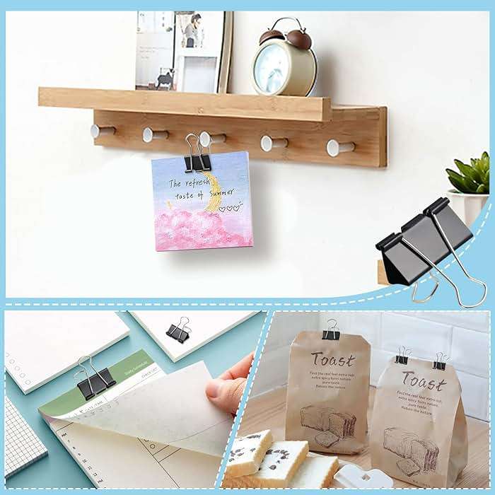 208 PCS Binder Clips Paper Clamps Assorted Sizes, Metal Paper Binder Clip, Black Binding Paperwork Clamp Bulk, School Teachers Office Supplies - Image 6