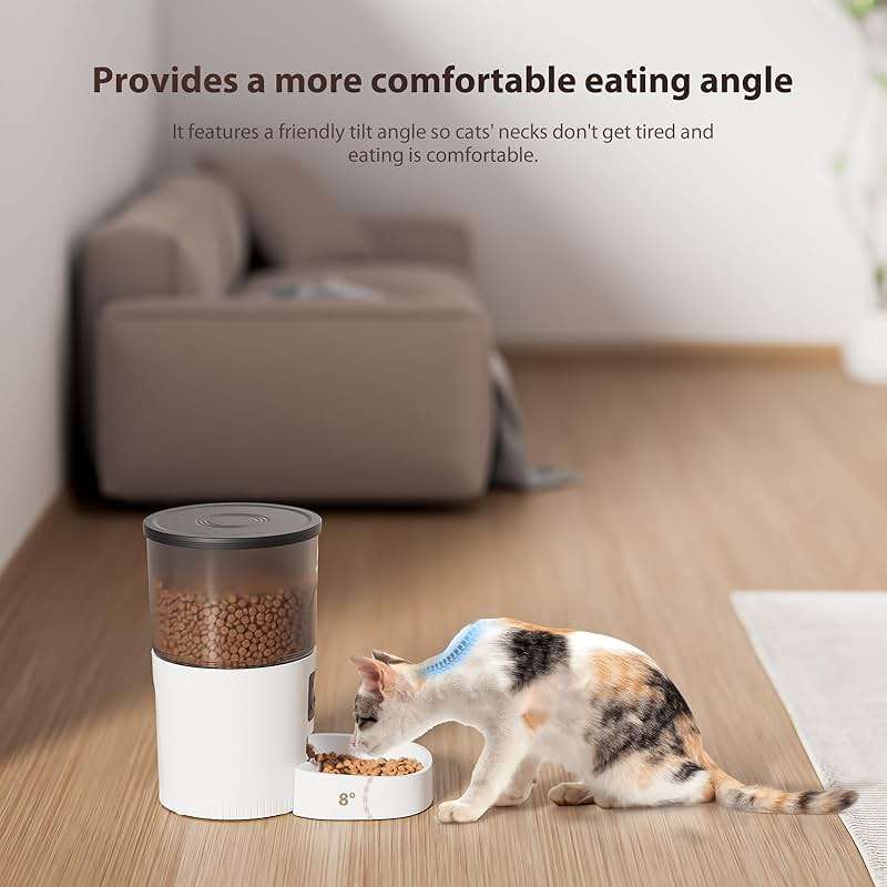 IMIPAW Automatic Cat Feeders, Timed Cat Dry Food Dispenser with Desiccant Bag, Dual Power Supply, Programmable Portion Size, 6 Meals, 20 Portions Per Day, Auto Pet Feeder for Cats and Small Dog, White - Image 3