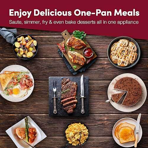 Elite Gourmet EG808 Electric Skillet 8"x8" Non-Stick Coating, Tempered Glass Lid, Removable Thermostat 200°F–400°F, Dishwasher Safe, 600W Compact 2.5-Qt Capacity for Eggs, Bacon & One-Pot Meals, Black - Image 7