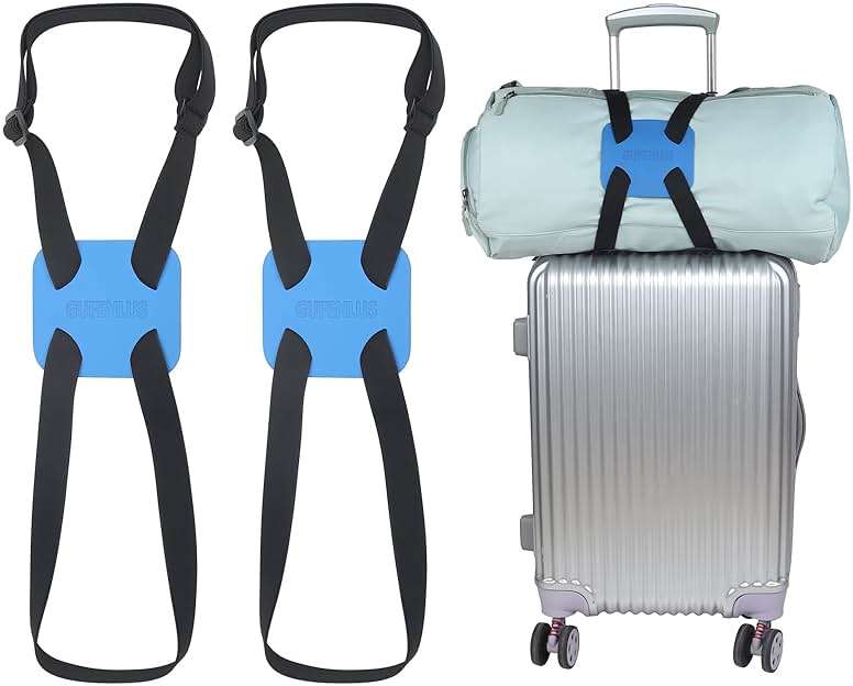Luggage Straps Bag Bungees for Add a Bag Easy to Travel Suitcase Elastic Strap Belt- 2 Pack (Blue-2) - Image 1