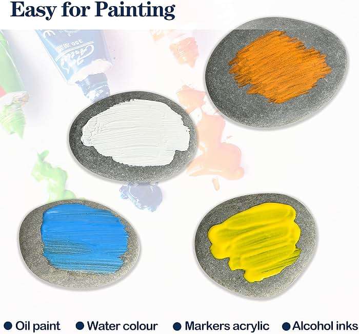 Simetufy 45 Pcs Painting Rocks Bulk, 2"-3" River Rocks for Painting, Flat Smooth Rocks for DIY Painting, Natural River Stones for Arts & Crafting, Kindness Stones - Image 7