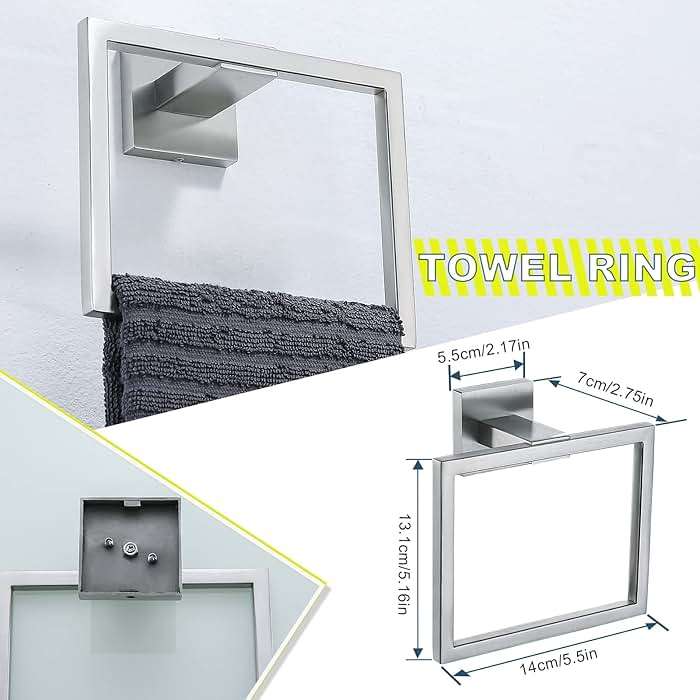 Brushed 4-Piece Bathroom Hardware Set Premium Stainless Steel Bath Towel Bar Sets Wall Mounted Bathroom Toilet Paper Holder with Shelf Set, 23.6 Inch - Image 3
