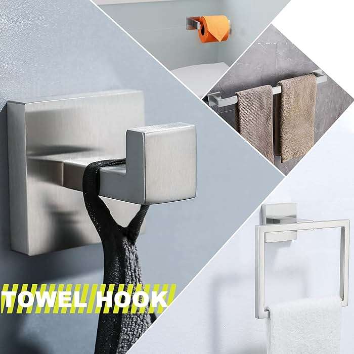 Brushed 4-Piece Bathroom Hardware Set Premium Stainless Steel Bath Towel Bar Sets Wall Mounted Bathroom Toilet Paper Holder with Shelf Set, 23.6 Inch - Image 5