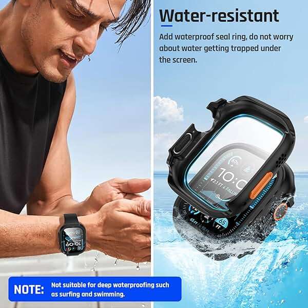 Goton Waterproof Case Compatible for Apple Watch Ultra 3/2/1 Screen Protector 49mm, Hard Bumper with Tempered Glass for iWatch Cover 49 mm - Image 3