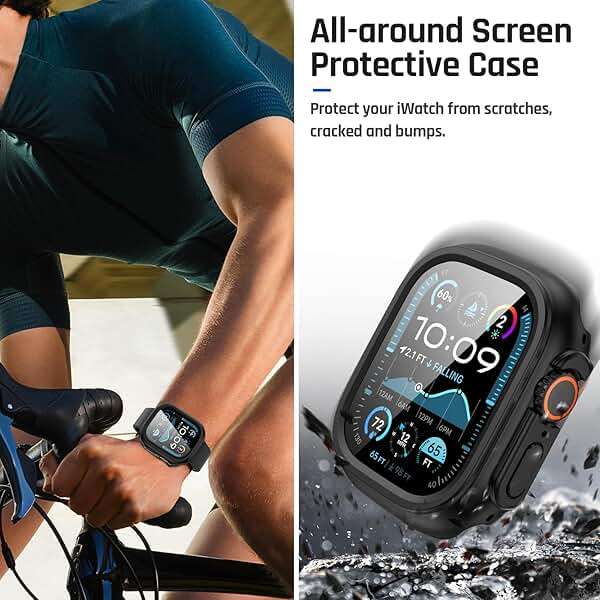 Goton Waterproof Case Compatible for Apple Watch Ultra 3/2/1 Screen Protector 49mm, Hard Bumper with Tempered Glass for iWatch Cover 49 mm - Image 5
