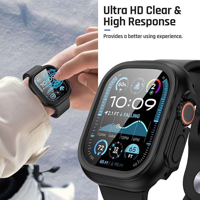 Goton Waterproof Case Compatible for Apple Watch Ultra 3/2/1 Screen Protector 49mm, Hard Bumper with Tempered Glass for iWatch Cover 49 mm - Image 6