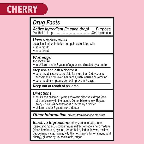 Ricola Cherry Throat Drops, 45 Count, Daily Drops For Delicious Throat Refreshment, Oral Anesthetic, Naturally Flavored - Image 7