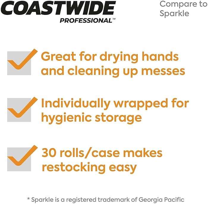 Coastwide Professional Paper Towels, 2-ply, 85 Sheets/Roll, 30 Rolls/Pack - Image 8