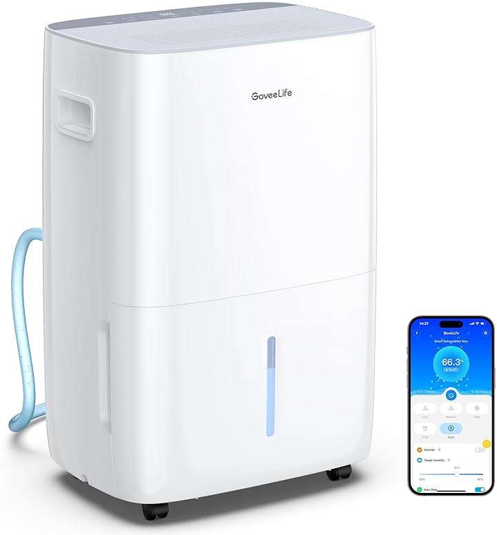 GoveeLife Dehumidifier for Home 4,500 Sq.Ft, 50 to 137 Pint Smart Auto Humidity Control, Drain Hose, 2.0Gal Bucket, Compressor Dehumidifiers for Basement with Auto Shut Off, Bathroom, Garage, w/WiFi - Image 1