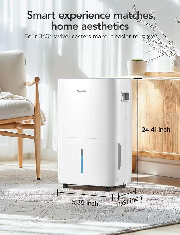 GoveeLife Dehumidifier for Home 4,500 Sq.Ft, 50 to 137 Pint Smart Auto Humidity Control, Drain Hose, 2.0Gal Bucket, Compressor Dehumidifiers for Basement with Auto Shut Off, Bathroom, Garage, w/WiFi - Image 2