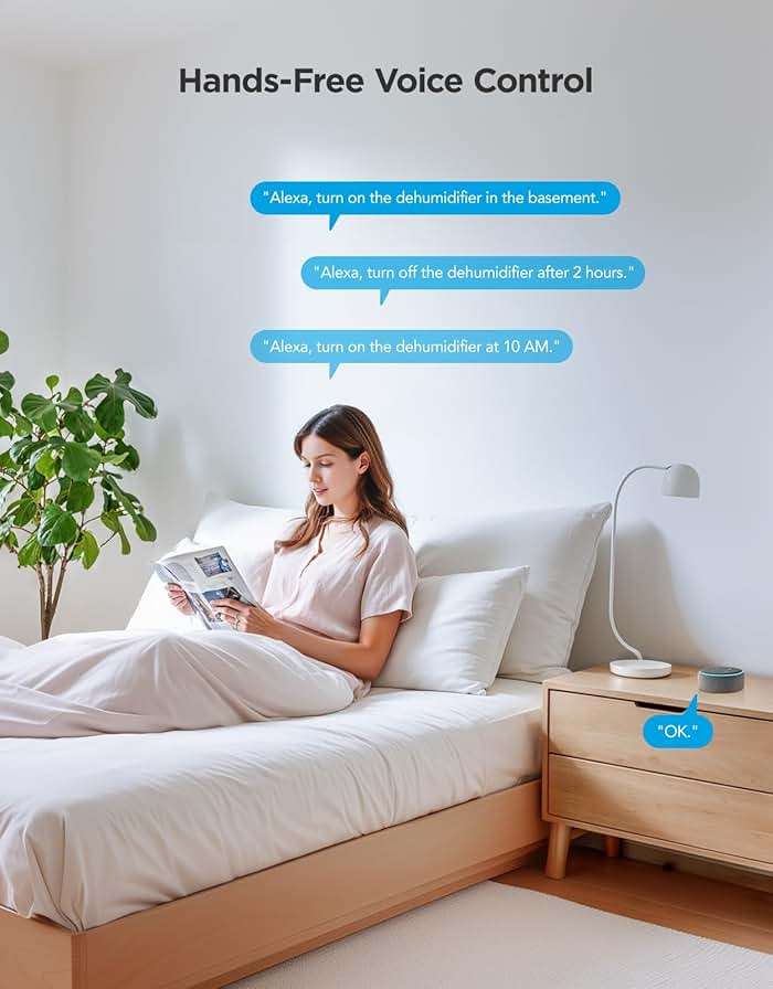 GoveeLife Dehumidifier for Home 4,500 Sq.Ft, 50 to 137 Pint Smart Auto Humidity Control, Drain Hose, 2.0Gal Bucket, Compressor Dehumidifiers for Basement with Auto Shut Off, Bathroom, Garage, w/WiFi - Image 4