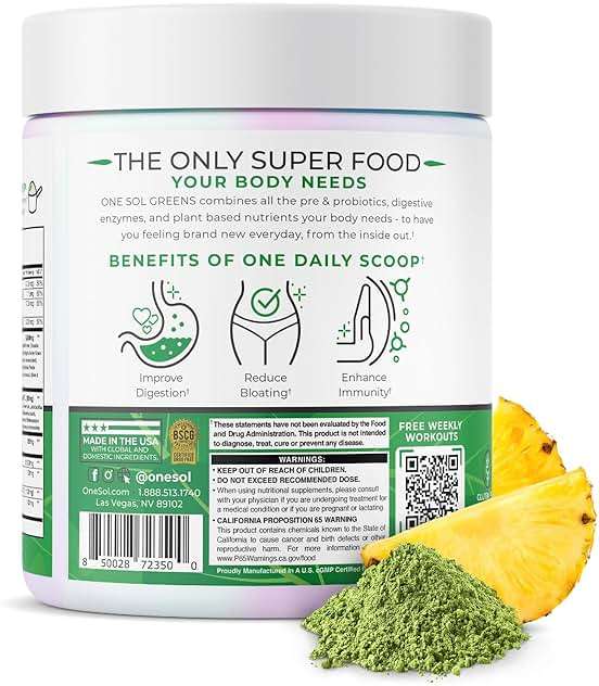 One Sol Greens, Super Greens Powder to Reduce Bloating & Improve Gut Health, Superfood Fresh Bloom Organic Greens Blend Juice & Smoothie Mix, Pre & Probiotic with Digestive Enzymes, Vegan & Soy Free - Image 3