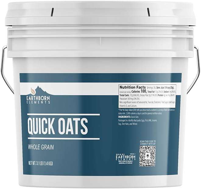 Earthborn Elements Quick Oats 1 Gallon, Bulk Size, Quick Breakfast, Whole Grain Oats - Image 1