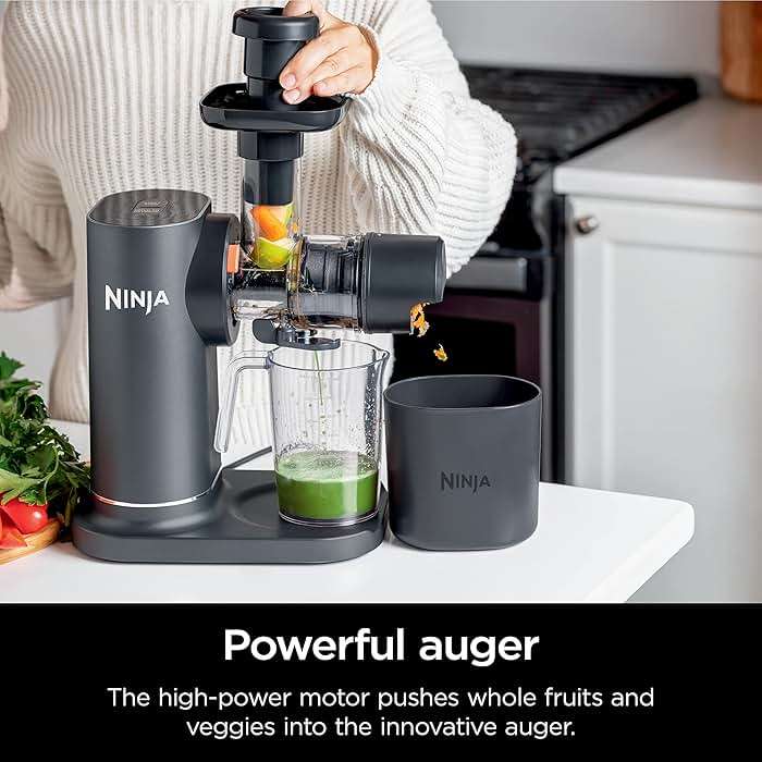 Ninja NeverClog Cold Press Juicer | Powerful Electric Slow Masticating Juicer with Pulp Control | XL Capacity | 24 oz. Juice Jug & 36 oz. Pulp Container | Dishwasher Safe | Charcoal | 150W | JC151​ - Image 3