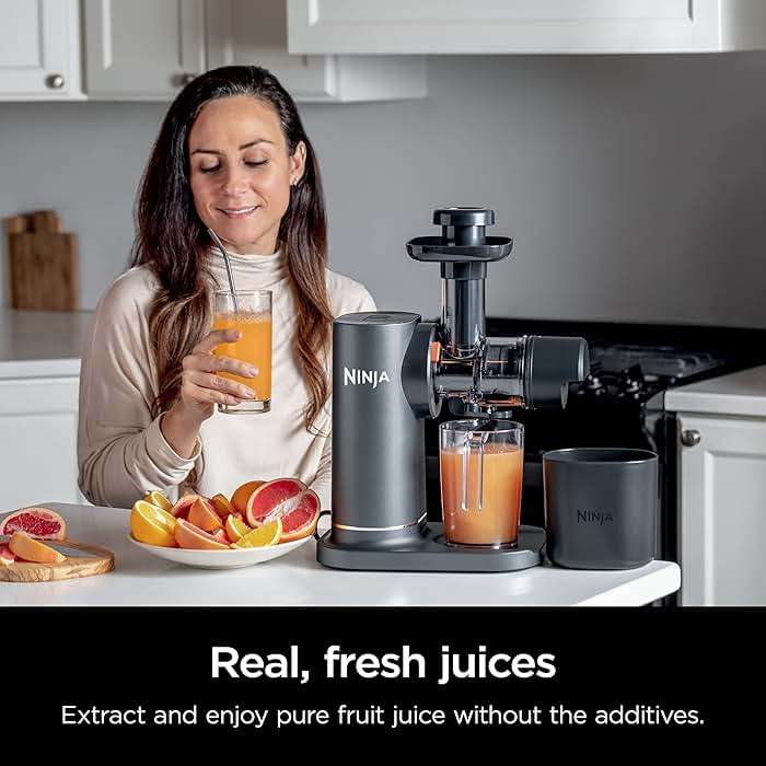 Ninja NeverClog Cold Press Juicer | Powerful Electric Slow Masticating Juicer with Pulp Control | XL Capacity | 24 oz. Juice Jug & 36 oz. Pulp Container | Dishwasher Safe | Charcoal | 150W | JC151​ - Image 4