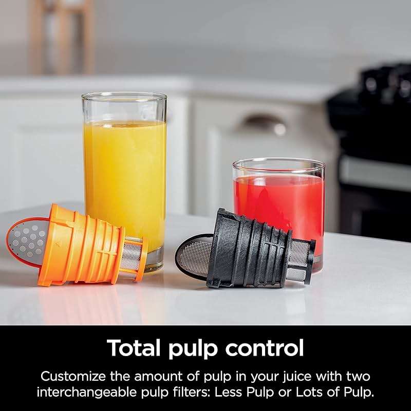 Ninja NeverClog Cold Press Juicer | Powerful Electric Slow Masticating Juicer with Pulp Control | XL Capacity | 24 oz. Juice Jug & 36 oz. Pulp Container | Dishwasher Safe | Charcoal | 150W | JC151​ - Image 5