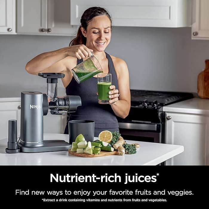 Ninja NeverClog Cold Press Juicer | Powerful Electric Slow Masticating Juicer with Pulp Control | XL Capacity | 24 oz. Juice Jug & 36 oz. Pulp Container | Dishwasher Safe | Charcoal | 150W | JC151​ - Image 6
