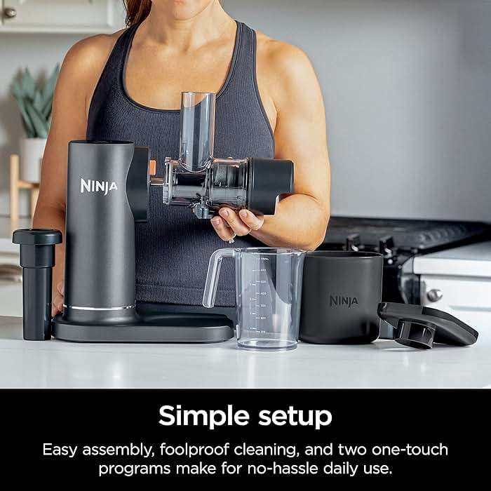 Ninja NeverClog Cold Press Juicer | Powerful Electric Slow Masticating Juicer with Pulp Control | XL Capacity | 24 oz. Juice Jug & 36 oz. Pulp Container | Dishwasher Safe | Charcoal | 150W | JC151​ - Image 7
