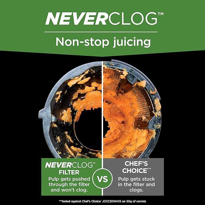 Ninja NeverClog Cold Press Juicer | Powerful Electric Slow Masticating Juicer with Pulp Control | XL Capacity | 24 oz. Juice Jug & 36 oz. Pulp Container | Dishwasher Safe | Charcoal | 150W | JC151​ - Image 10
