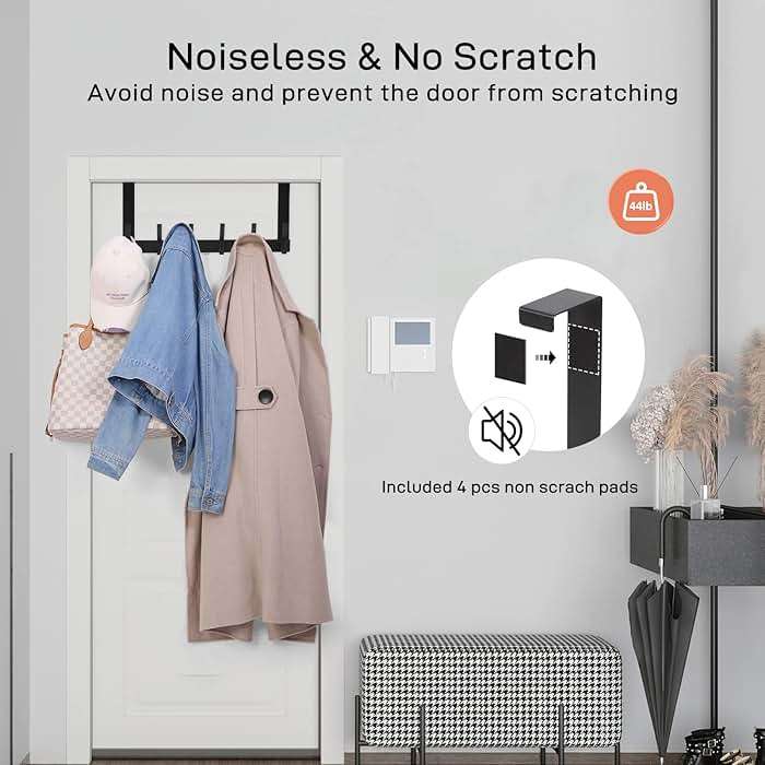 Optish Over The Door Hooks, Door Hanger Hooks for Hanging, Towel Racks for Bathroom with 12 Coat Hook, Coat Rack College Dorm Essentials Bathroom Accessories(1 Pack, Black) - Image 3