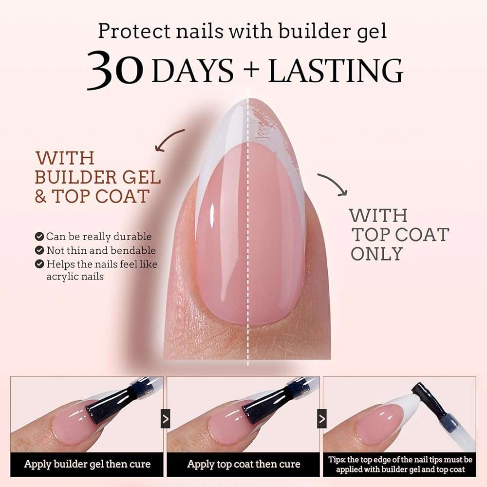 BTArtboxnails XCOATTIPS French Gel Nails - French Tip Press on Nails Pink Extra Short Square Shape Nail Tips, Fake Nails Extensions Nail Art DIY, 16 Sizes - 160 Fake Nails - Image 4