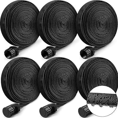 Weysat 6 Pcs Garden Soaker Hose 25 Ft 1/2" Flat Double Layer Consistent Drip Hose Leakproof Heavy Duty Irrigation Save 80% Water for Garden Bed Vegetable Sprinkler - Image 1