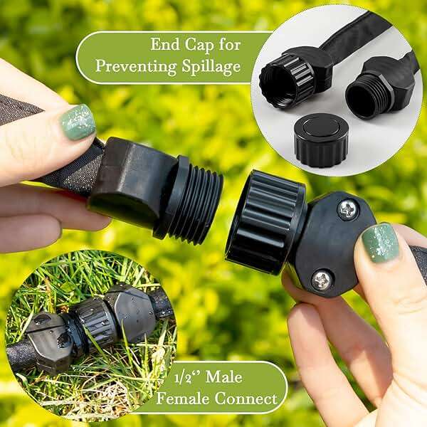 Weysat 6 Pcs Garden Soaker Hose 25 Ft 1/2" Flat Double Layer Consistent Drip Hose Leakproof Heavy Duty Irrigation Save 80% Water for Garden Bed Vegetable Sprinkler - Image 2
